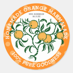 Homemade Orange Marmalade Jam Jar Food Labels Runder Aufkleber