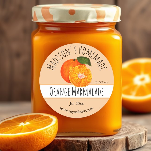 Homemade Orange Marmalade Jar Labels Runder Aufkleber (Von Creator hochgeladen)