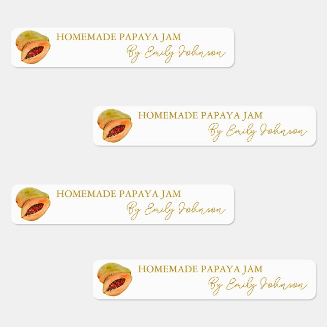 Homemade Papaya Jam Thin Label Etiketten (Gruppe)