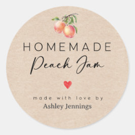 Homemade Peach Jam Labels | Made with Love Runder Aufkleber