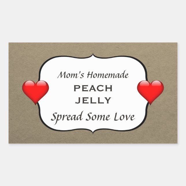 Homemade Peach Jelly Jam Country Canning Label Rechteckiger Aufkleber (Vorderseite)