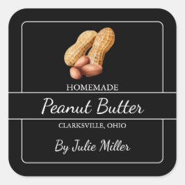Homemade Peanut Butter Platz Schwarz Quadratischer Aufkleber