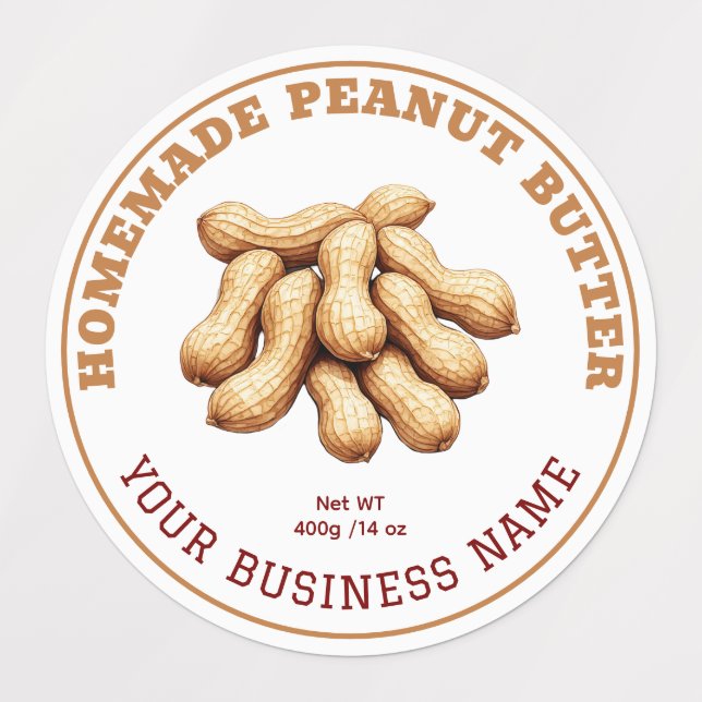 Homemade Peanut Butter Product Label Waterproof Etiketten (Design 1)