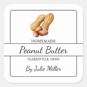Homemade Peanut Butter Square Label Quadratischer Aufkleber