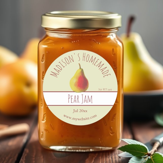 Homemade Pear Jam Labels Runder Aufkleber (Von Creator hochgeladen)