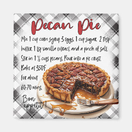 Homemade Pecan Pie Recipe Plaid Kitchen Decor   Magnet