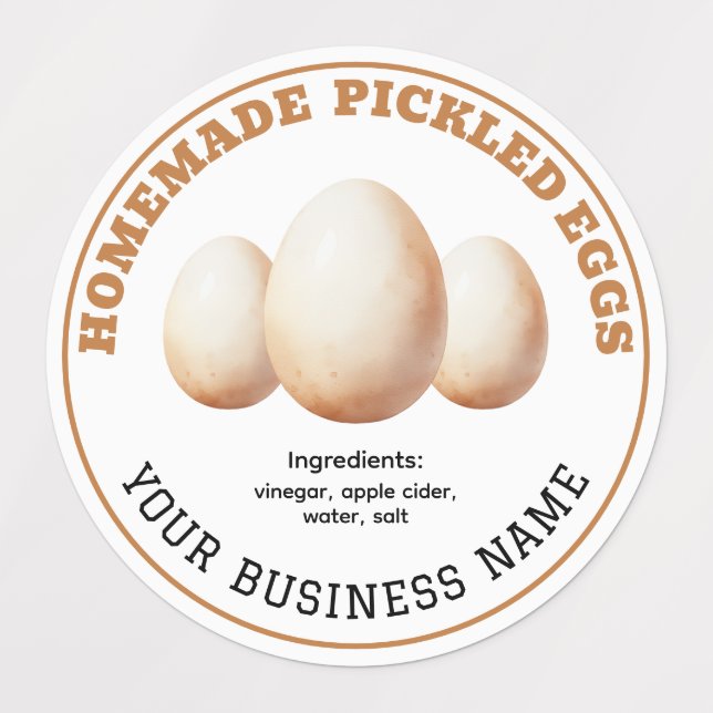 Homemade Pickled Eggs Product Label Waterproof Etiketten (Design 1)