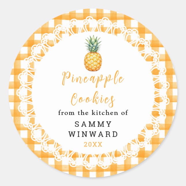 Homemade Pineapple Cookie Label Runder Aufkleber (Vorderseite)