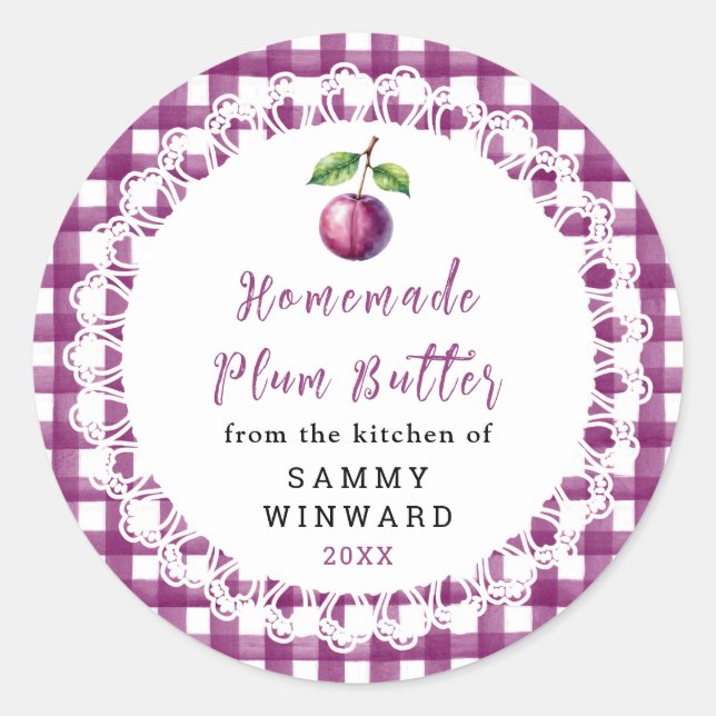 Homemade Plum Butter Label Runder Aufkleber (Vorderseite)