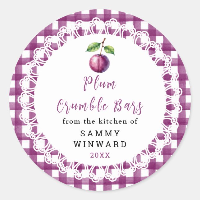 Homemade Plum Crumble Bars Label Runder Aufkleber (Vorderseite)