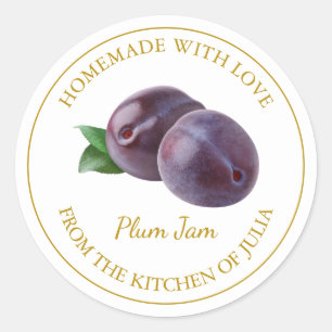 Homemade Plum Jam Label   weiß Runder Aufkleber