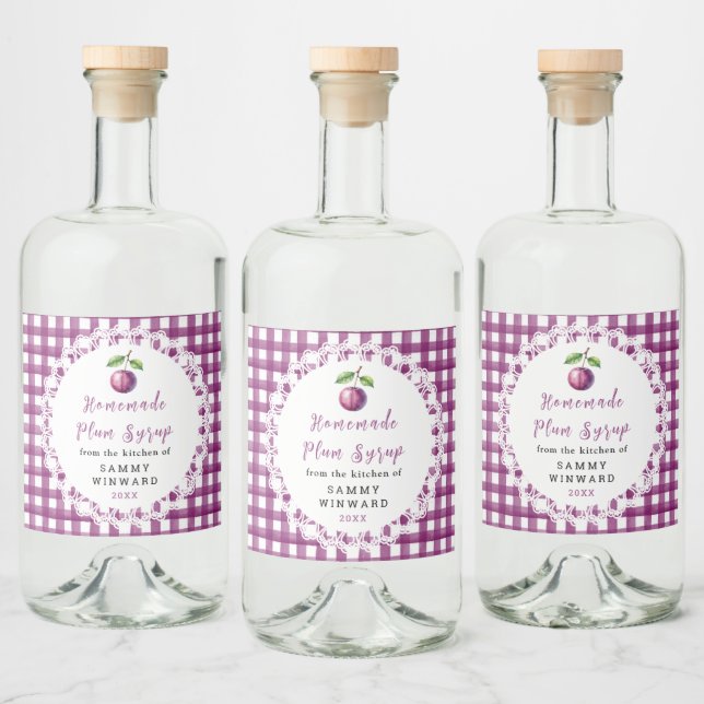 Homemade Plum Liqueur Label Alkoholflaschenetikett (Flaschen)