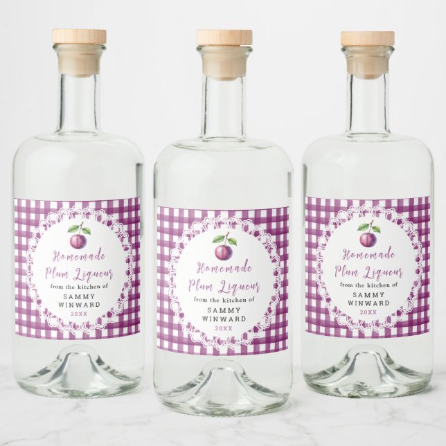 Homemade Plum Liqueur Label Alkoholflaschenetikett (Flaschen)