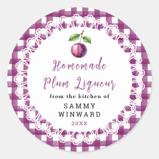Homemade Plum Liqueur Label Runder Aufkleber