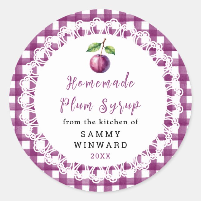 Homemade Plum Liqueur Label Runder Aufkleber (Vorderseite)