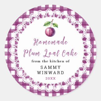 Homemade Plum Loaf Cake Label Runder Aufkleber
