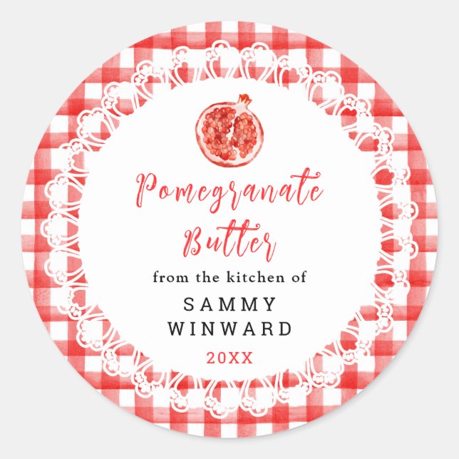 Homemade Pomegranate Butter Label Runder Aufkleber (Vorderseite)