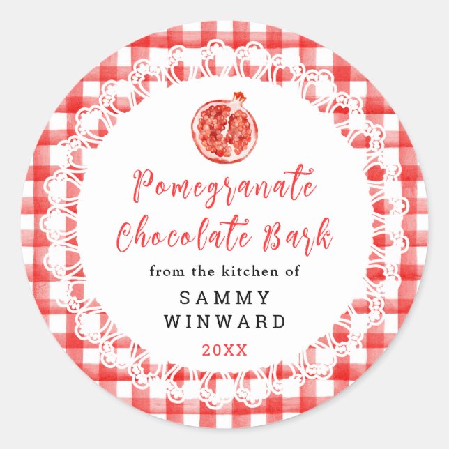 Homemade Pomegranate Chocolate Bark Label Runder Aufkleber (Vorderseite)