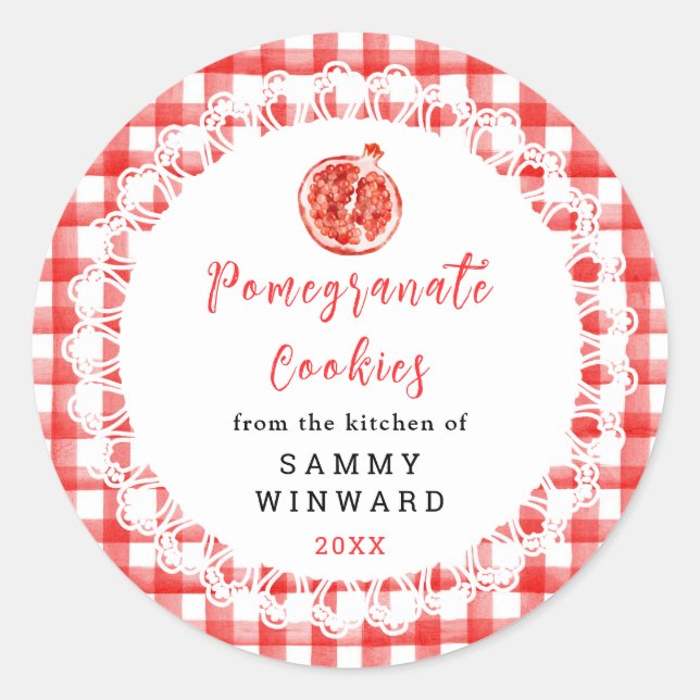Homemade Pomegranate Cookies Label Runder Aufkleber (Vorderseite)