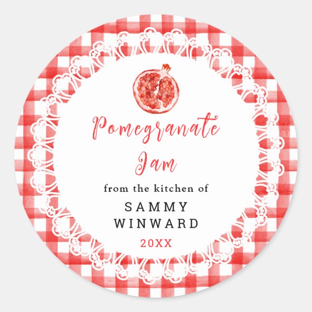 Homemade Pomegranate Jam Label Runder Aufkleber (Vorderseite)