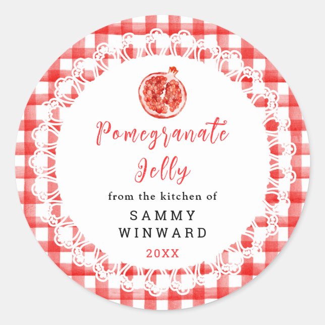 Homemade Pomegranate Jelly Label Runder Aufkleber (Vorderseite)