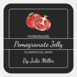 Homemade Pomegranate Jelly Square Black Quadratischer Aufkleber