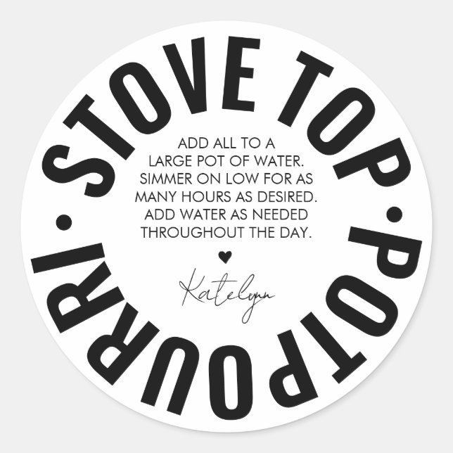 Homemade Potpourri Holiday Modern Simple Label Runder Aufkleber (Vorderseite)