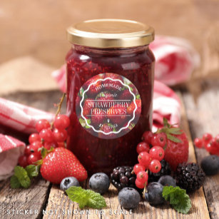 Homemade Preserve Strawberry Jam Kitchen Runder Aufkleber