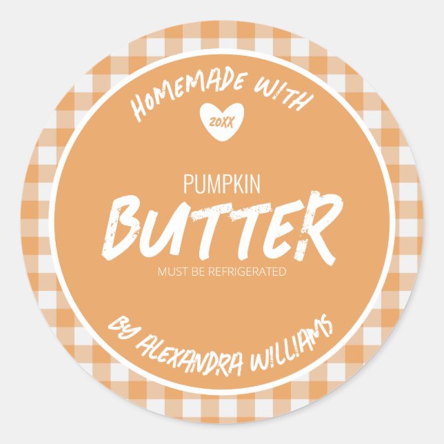 Homemade Pumpkin Butter Classic Round Sticker (Vorderseite)
