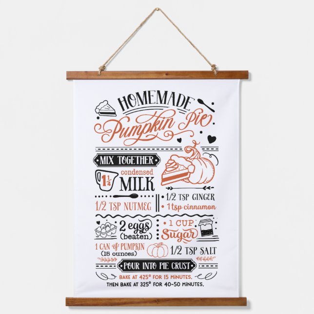 Homemade Pumpkin Pie Rezept | Bauernhof Wandteppich Mit Holzrahmen (Vorderseite)