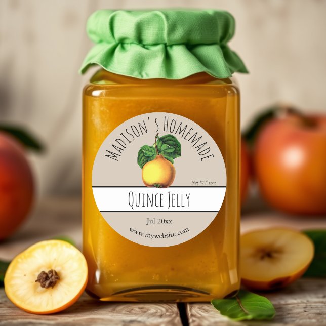 Homemade Quince Jelly Labels Runder Aufkleber (Von Creator hochgeladen)