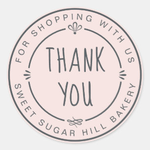 Homemade Small Business Thank You Pastel Pink Runder Aufkleber