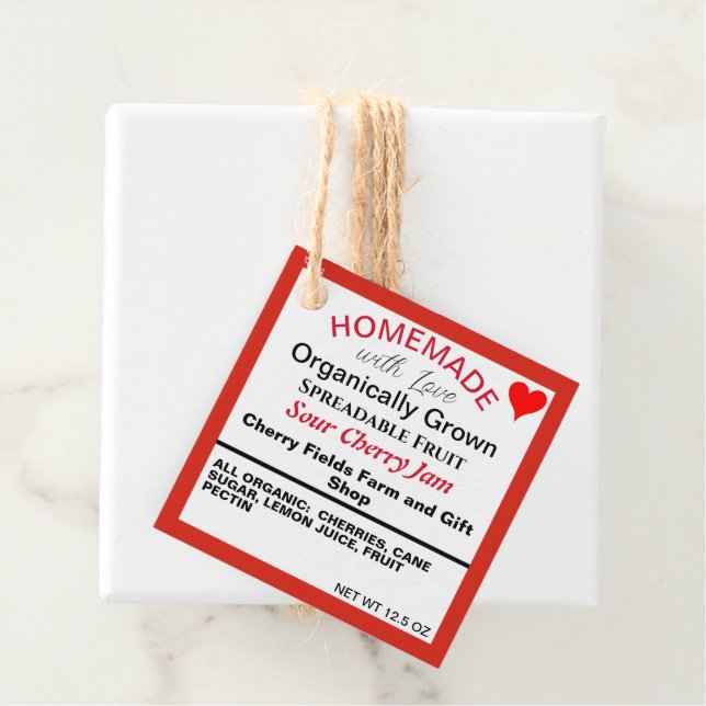 Homemade Sour Cherry Jam QR Code Geschenkanhänger (Beispiel)