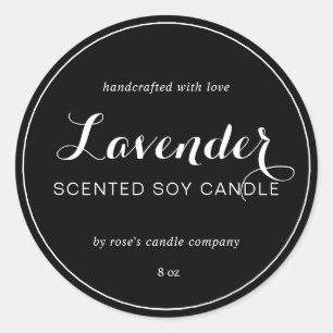 Homemade Soy Candle Chic Calligraphie Black Runder Aufkleber