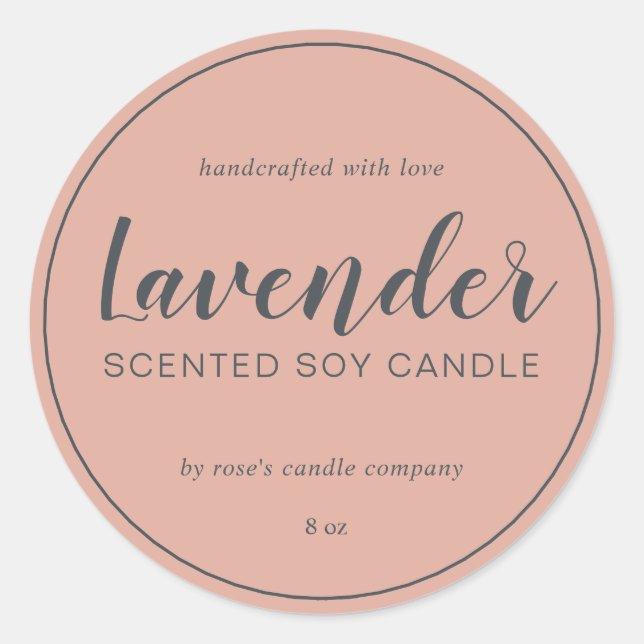 Homemade Soy Candle Chic Calligraphy Dusty Pink Runder Aufkleber (Vorderseite)