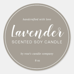 Homemade Soy Candle Chic Calligraphy Grau Runder Aufkleber