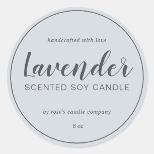 Homemade Soy Candle Chic Calligraphy Pastel Blue Runder Aufkleber