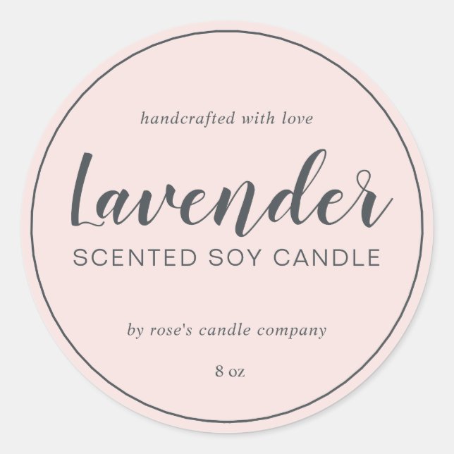 Homemade Soy Candle Chic Calligraphy Pastell Pink Runder Aufkleber (Vorderseite)