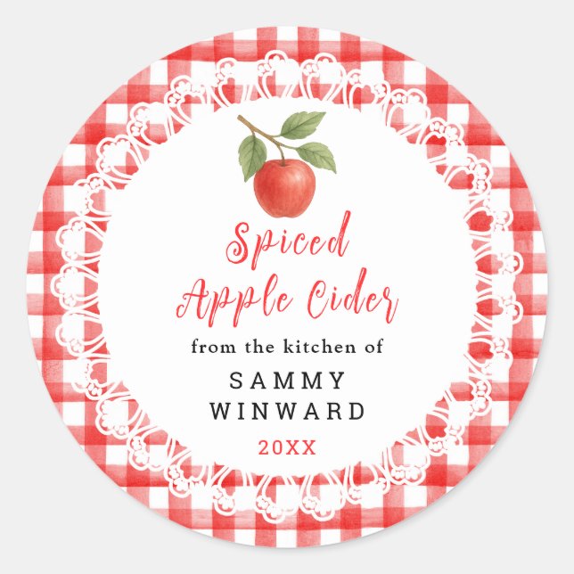 Homemade Spiced Apple Cider Label Runder Aufkleber (Vorderseite)