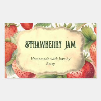 Homemade Strawberry Jam Jar Label Rechteckiger Aufkleber