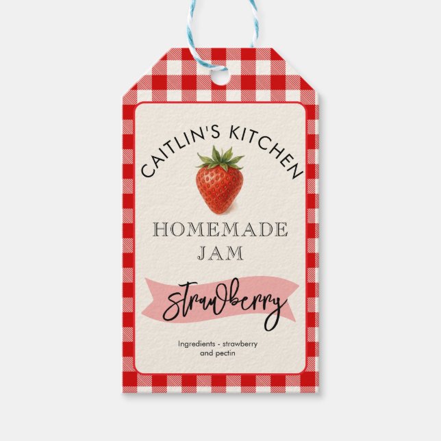 Homemade Strawberry Jam Label | Benutzerdefinierte Geschenkanhänger (Vorderseite)