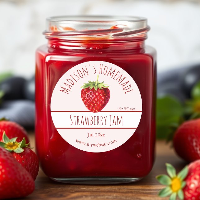 Homemade Strawberry Jam Labels Runder Aufkleber (Von Creator hochgeladen)