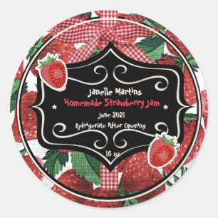 Homemade Strawberry Jam Personalisiert Runder Aufkleber