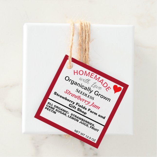 Homemade Strawberry Jam QR Code Geschenkanhänger (Beispiel)