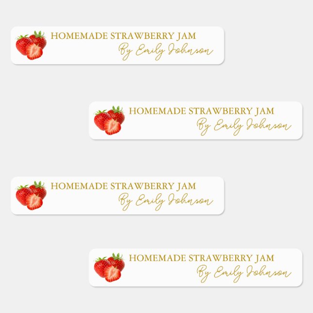 Homemade Strawberry Jam Thin Label Etiketten (Gruppe)
