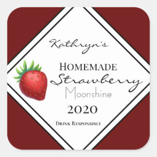 Homemade Strawberry Moonshine Personalisiert Quadratischer Aufkleber