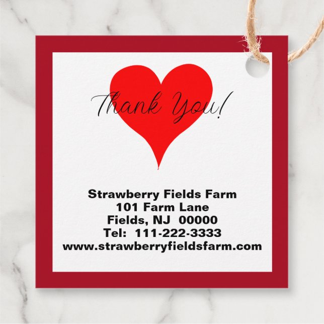 Homemade Strawberry reserviert Vielen Dank Geschenkanhänger (Rückseite)