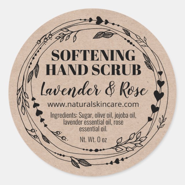 Homemade Sugar Hand Scrub Kraft Labels Runder Aufkleber (Vorderseite)
