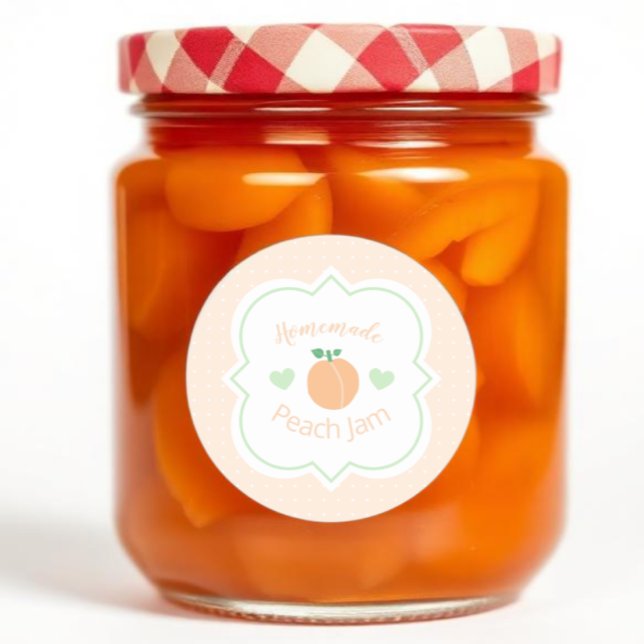 Homemade Sweet Peach Jam Elegant Baby Shower Runder Aufkleber (Von Creator hochgeladen)