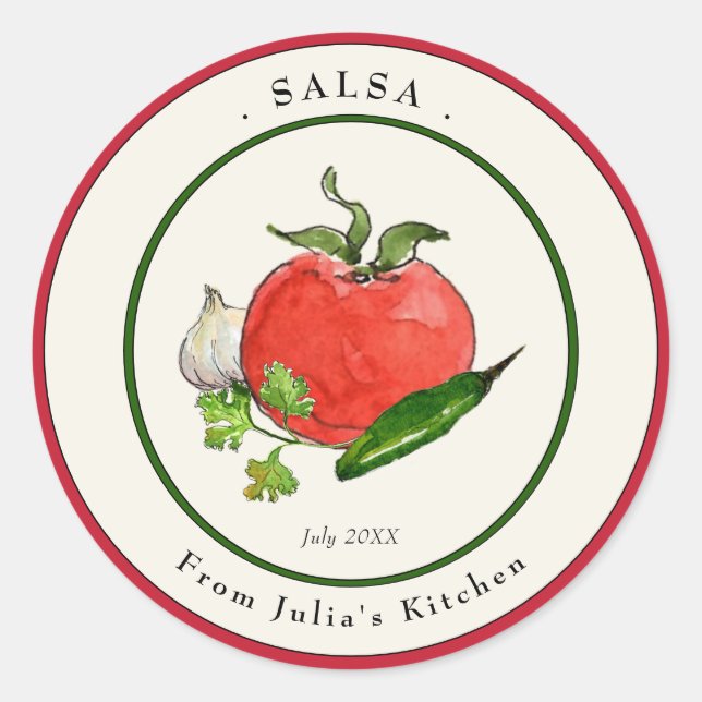 Homemade Tomato Salsa Jar Label Runder Aufkleber (Vorderseite)